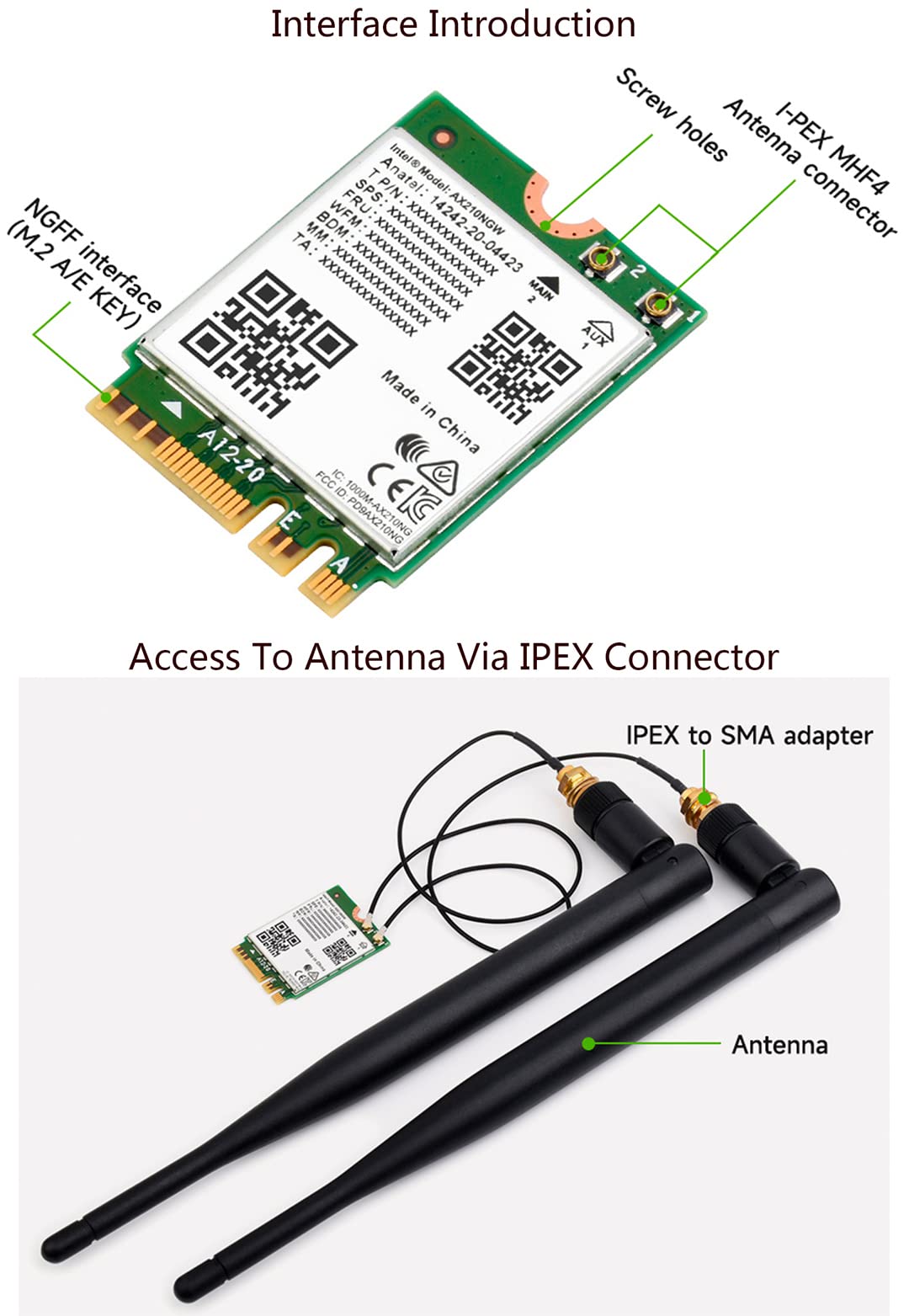 Amazon.com: WiFi 6E AX210 NGW Wireless AX210 WiFi Card, AX210 NIC