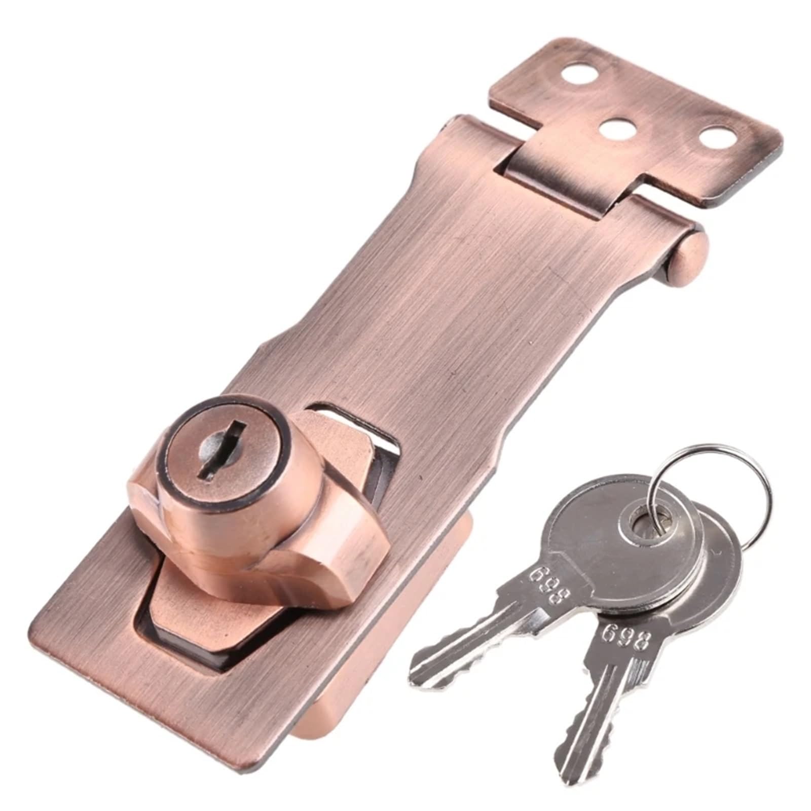 2 Pcs Keyed Hasp Locks Twists Knob Locking with Keys and Screws Thick Door Lock for Cabinet Small for Doors(4inch red Bronze)