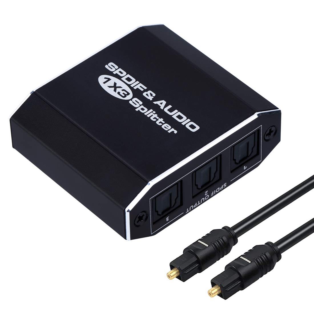 SPDIF TOSLINK 光デジタル 分配器 1入力3出力 光学スプリッター 1x3 光 分配器 LPCM2.0 Doldy Digital & DTS 5.1 対応 PS3/ XBOX/Blue-Ray/HDTV/STB/アンプ 対応 USBケーブルと光ケーブル付属