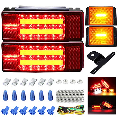 Helen Butler Upgrade LED Low Profile Submersible Rectangular Trailer Light Kit, Super Bright