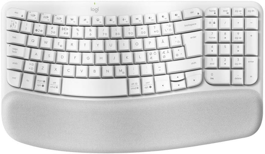 Logitech Wave Keys Keyboard RF Wireless + Bluetooth QWERTY, W128821277 (Wireless + Bluetooth QWERTY Danish, Finnish, Norwegian, Swedish White)