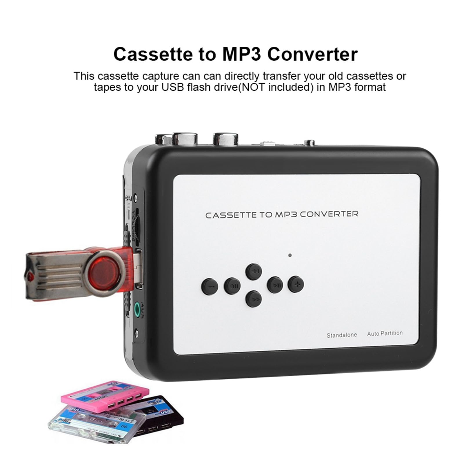 Convertitore MP3 a Cassetta Portatile con Acquisizione USB per un Facile Ascolto e Trasferimento di Musica, Ideale per gli Amanti della Musica retrò