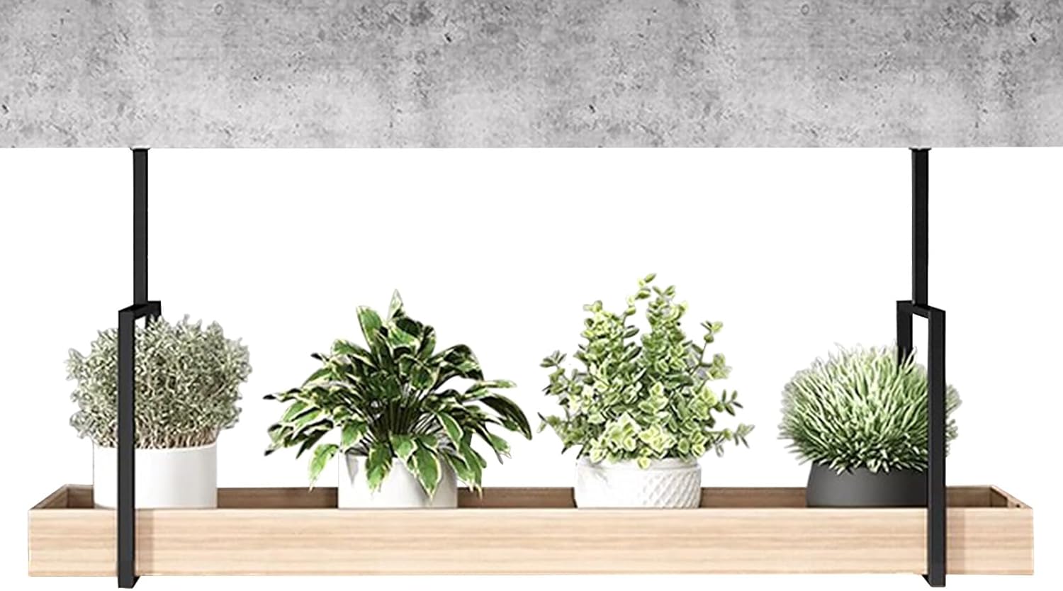 Wood Color Creative Hanging Plant Rack and Stand with Solid Wood Board and Iron Frame - Hanging Flower Pot Storage Holder for Bar, Shop, Balcony, Flower Shop