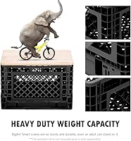 Vista 4 de Bigant Caja de plástico para leche plegable y apilable de alta resistencia, con cierre a presión, plegable, industrial, para garaje, cesta Negro