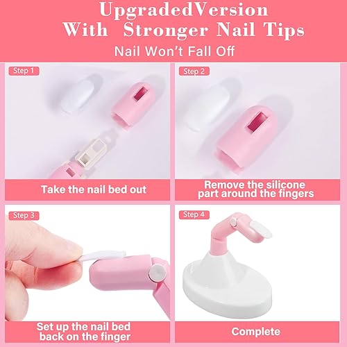 Miniatura 3 de Dedos de práctica para uñas acrílicas, dedos falsos movibles flexibles para practicar uñas postizas, 1 práctica de dedo rosa ajustable, 1 base de