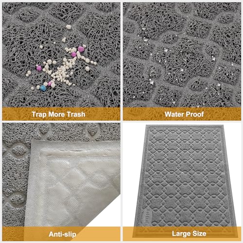 Motsamla Tapete para caixa de areia para gatos, 89 cm x 61 cm, tapete grande para prender areia para