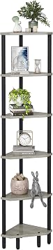6 Tier Corner Shelf, 66.5 Tall Standing Shelf, Narrow Display Shelf Stand