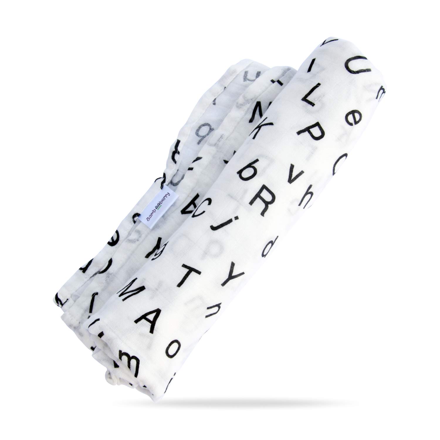 Bambooberry R for Rabbit Organic Swaddle for New Born Baby | 2-Layer Ultra Soft Baby Swaddle | Super Soft Alphabets Swaddle Wrap for Infant | Muslin Baby Swaddle (Multicolor, 120 x 120 cm)