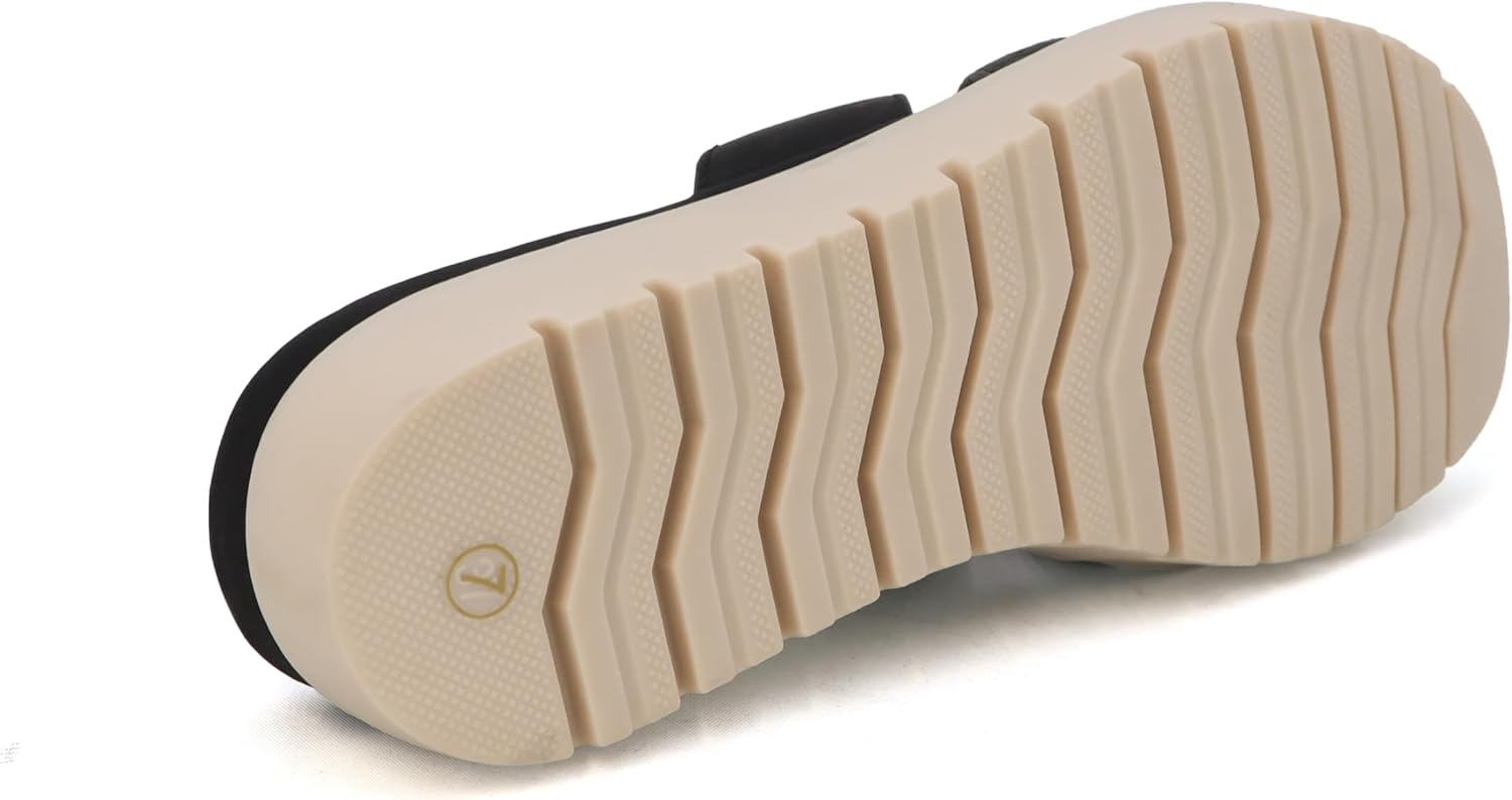 YOKI TUNSA-14 Wedge Platform Sandals - Slip On Wedge Sandals for Women with H-Band Braided Strap and Comfort Footbed, Open Toe Platform Slides - Black, Size 9 - Image 8