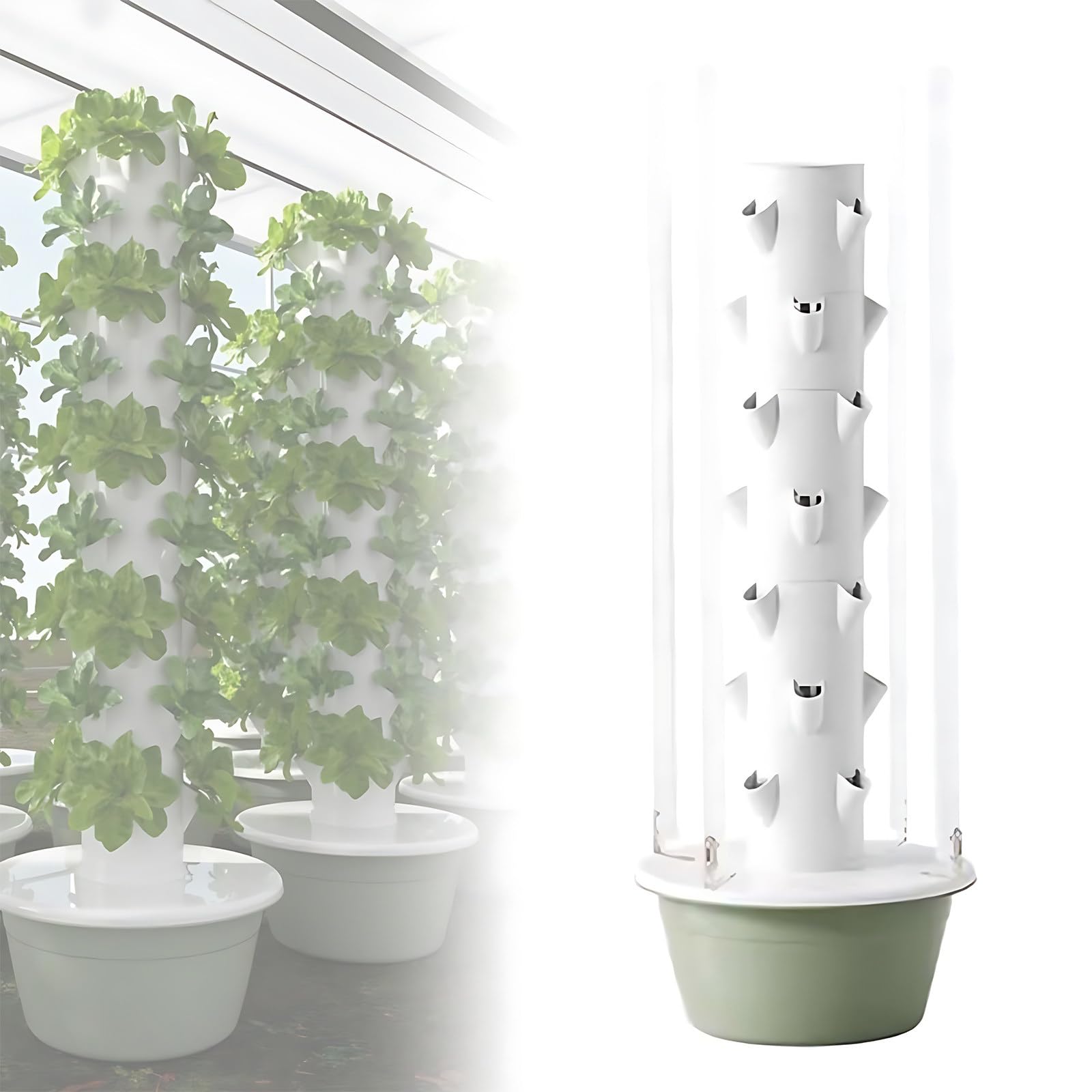 Torre di idroponica con luci a LED e Pompa, 20-36 impianto Sistema di Giardino Verticale Interno, piantatrice ABS a Risparmio idrico per Erbe vegetali, Kit di Coltivazione di Spazio Compatto