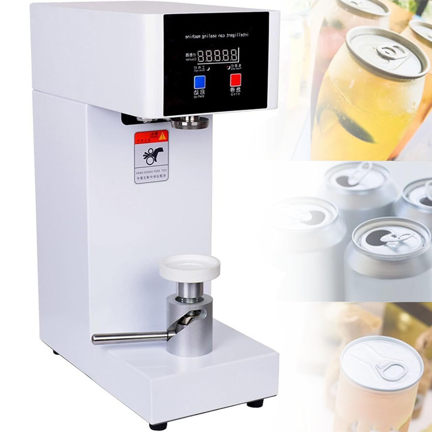 ASerZenith Electric Can Sealing Machine With Lcd Display, Adjustable Height For Plastic, Glass, Tin Cans, Ideal For Juice, Bubble Tea, Beer Packaging,White