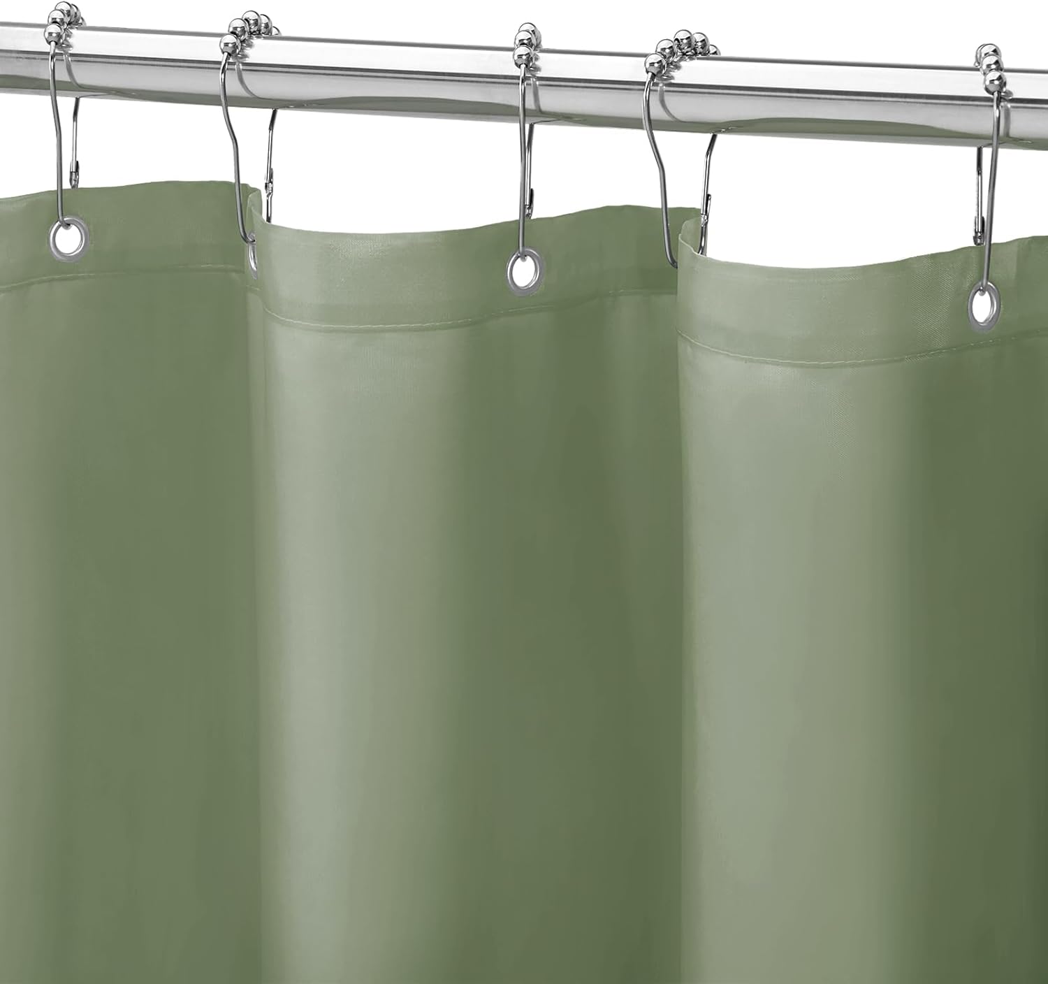 Gibelle Sage Green Fabric Shower Curtain or Liner, 72x72 Waterproof Shower Curtain Liner for Bathroom with Metal Grommets and 12 Plastic Hooks, Soft Cloth & Hotel Quality, Machine Washable Fabric-sage Green 72"W x 72"L (Pack of 1)