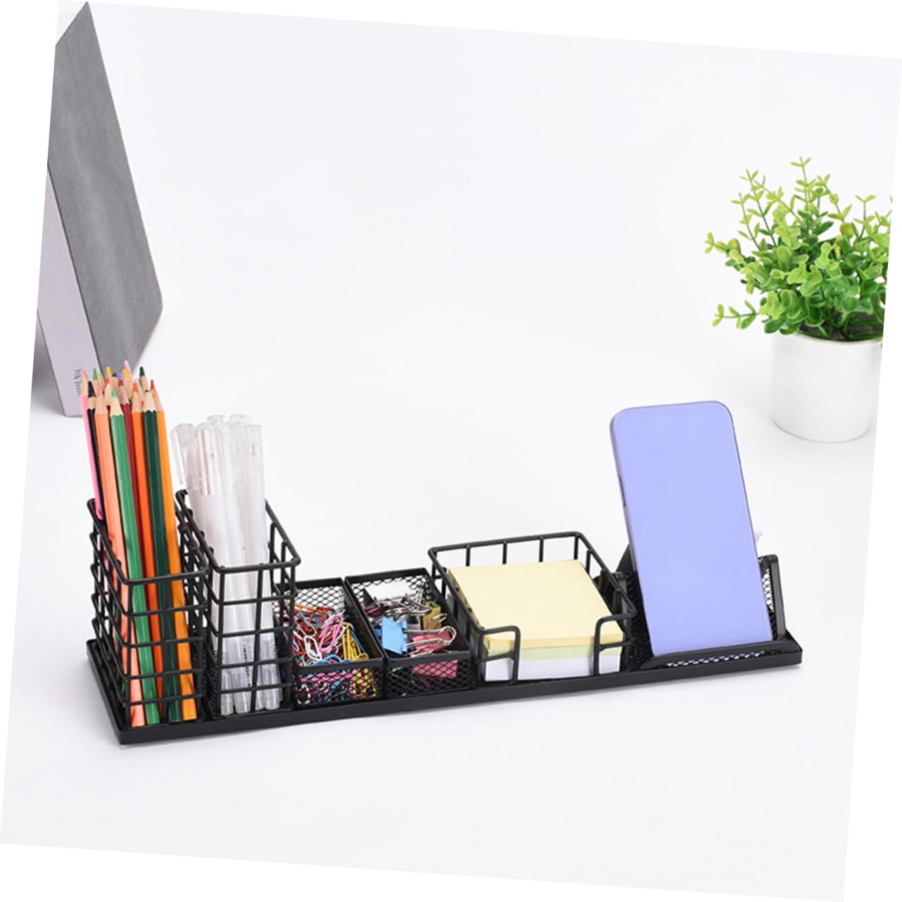 Portapenne Da Scrivania in Metallo Set 7 Pezzi, Contenitore Per Matite Grande Capacità Scomparti Separati, Organizer Multifunzione Resistente Allo Sbiadimento Per Ufficio e Casa