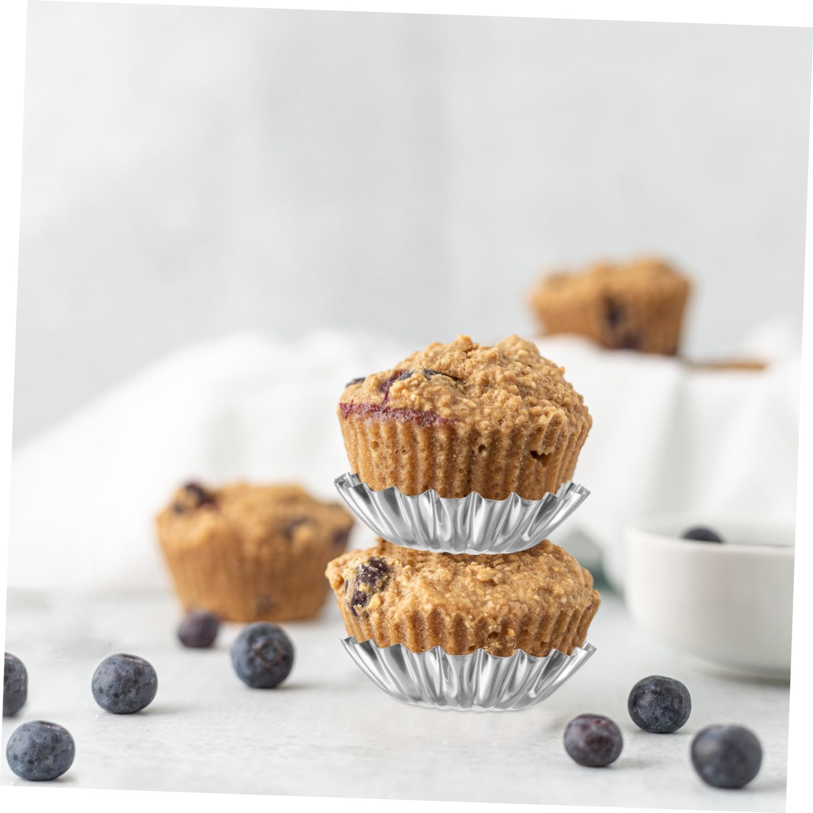 SHINEOFI 50 Stück Teiliges Edelstahl Backform für Eierkuchen Torten Muffin formen Langlebige Glatte Antihaftbeschichtet für Pudding Kuchen und DIY Backen im Haushalt und Gastronomie