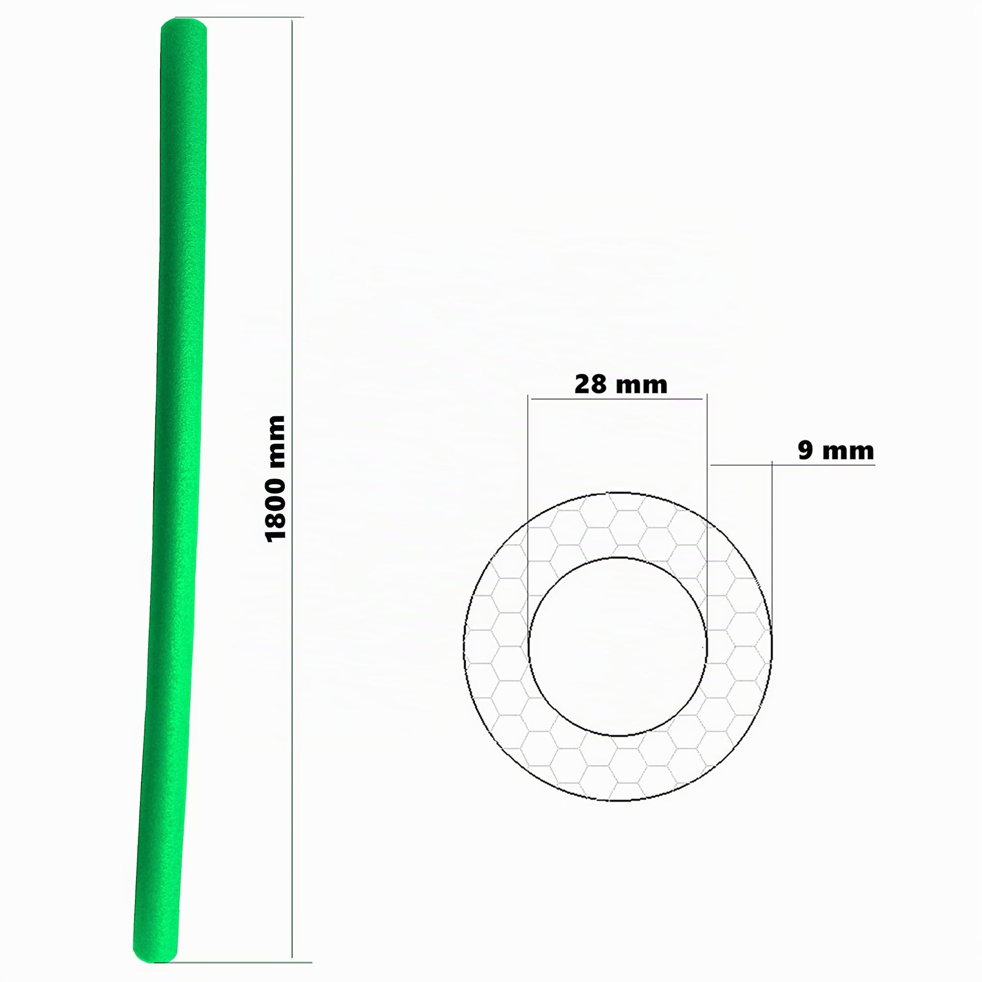Mousse Protection Trampoline 6 poteaux 180 cm Vert | Protection mousse universelle pour 6 poteaux, résistante à l'eau, à l'humidité et aux UV pour trampoline de jardin