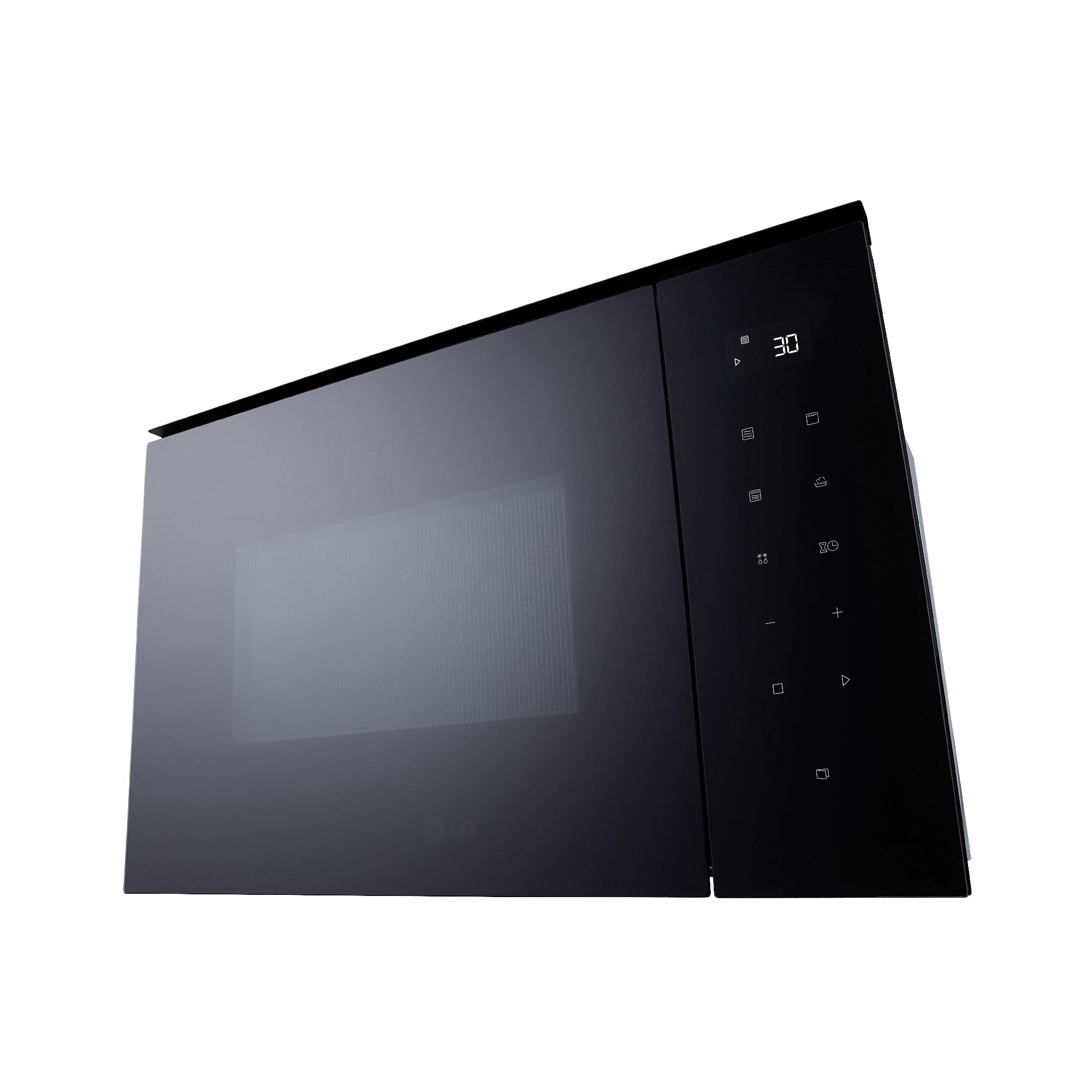 LG MGBZ2593F – Microondas Grill 2 en 1, 25L, Integración total, Display Led, 900W, Fácil impieza, Táctil, Cristal Negro, Inox