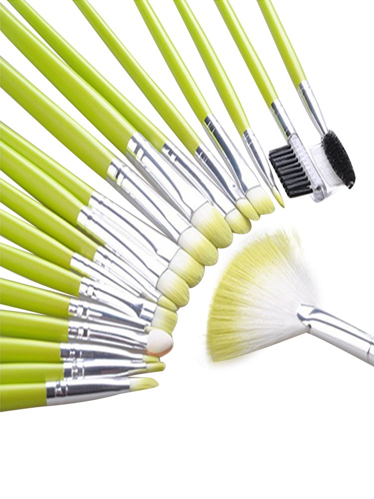 24pcs Roll up Makeup Brush Cosmetic Set Kit with Case Green