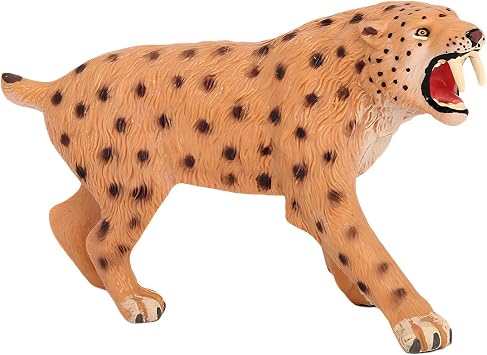 Smilodon Saber-Toothed Tiger Cake Topper Decoration Ancient Creatures Animal Model Figures Display Collectible Figurine Photography Home Desktop Decor
