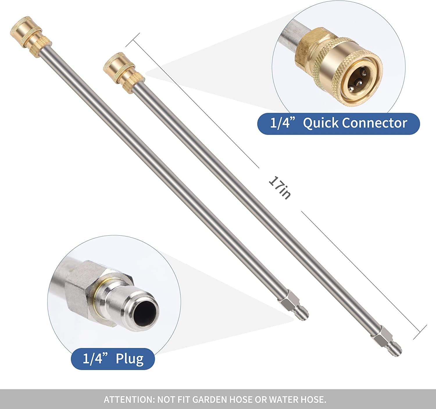 Pulitore per superfici idropulitrice da 38,1 cm, con 4 ruote, in acciaio inox, accessorio per pulizia di vialetti, marciapiedi, patii, connettore rapido da 1/4", 2 attacchi per bacchetta di