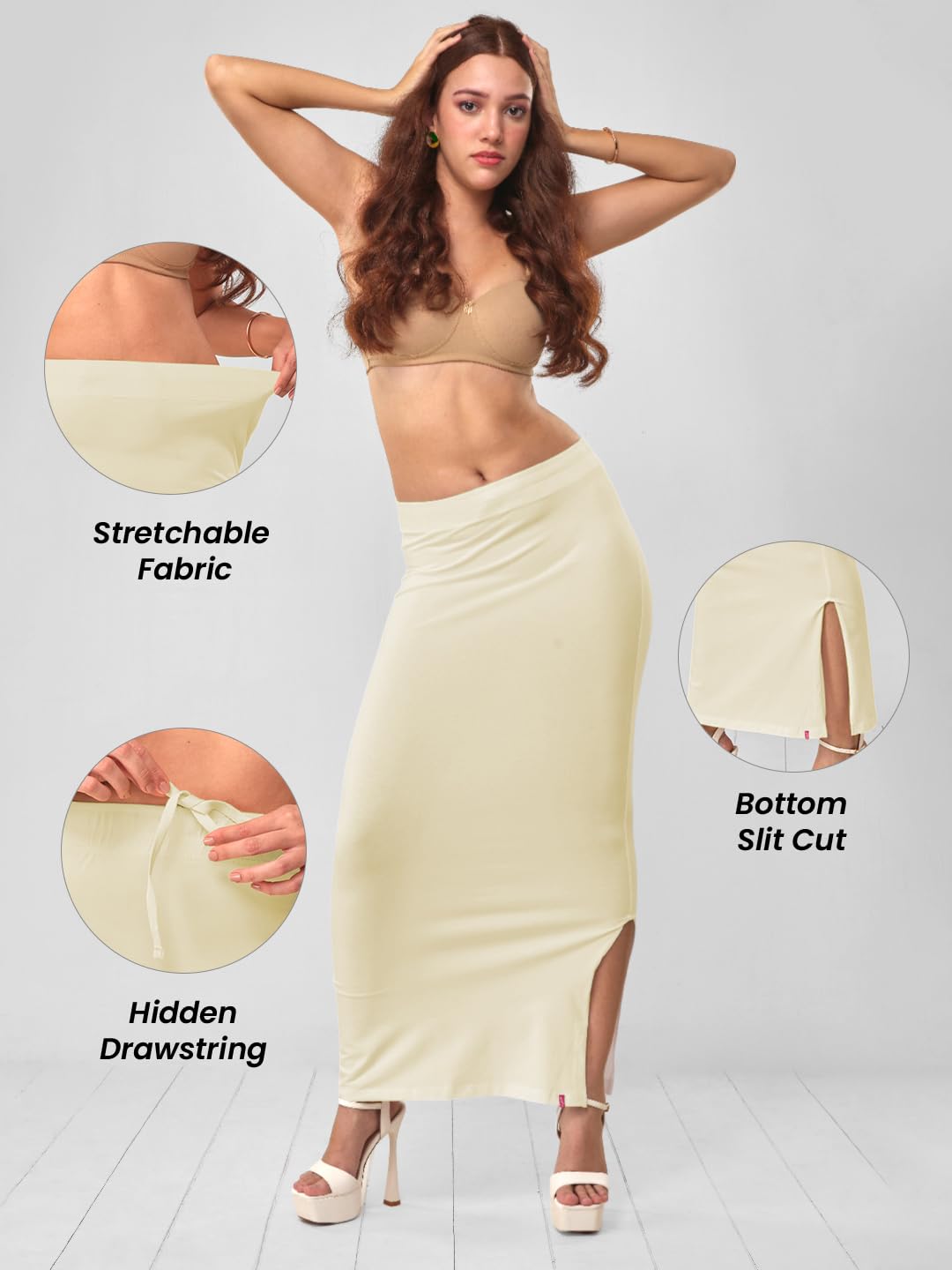 Lyra Women Saree Shaper (Petticoat) Cream 2