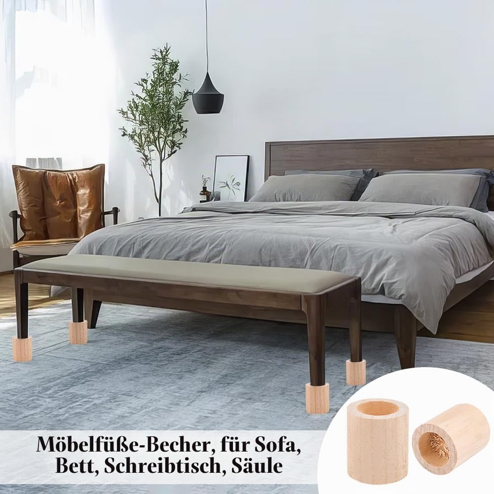 OLYCRAFT 4 Stück Zylinder Holz Betterhöhungen 38.5mm Innendurchmesser Holzmöbel Erhöhungen 56.5x69mm Holz Erhöhte Feste Füße Holzzylinder Verlängerungserhöhungen Für DIY Malerei Sofa Couch