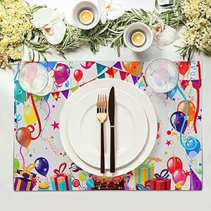Giwawahappybirthdayplacematsbithdaycakegiftsdecorativetablematsetof4coloredflagsballoonsconfettiplacemats12x18forkitchendiningpartyheatresistantwashablenonslip Urban Country Home Decor Giwawa happy birthday placemats bithday cake gifts decorative table mat set of 4 colored flags balloons confetti place mats 12×18 for kitchen dining party heat resistant washable non slip urban country home decor