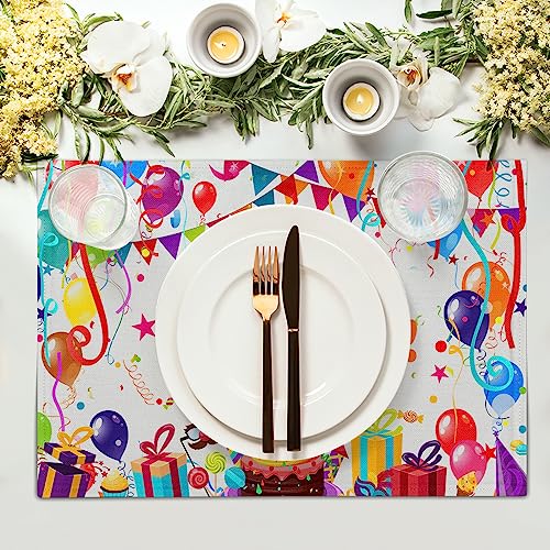 Giwawahappybirthdayplacematsbithdaycakegiftsdecorativetablematsetof4coloredflagsballoonsconfettiplacemats12x18forkitchendiningpartyheatresistantwashablenonslip Urban Country Home Decor Giwawa happy birthday placemats bithday cake gifts decorative table mat set of 4 colored flags balloons confetti place mats 12×18 for kitchen dining party heat resistant washable non slip urban country home decor
