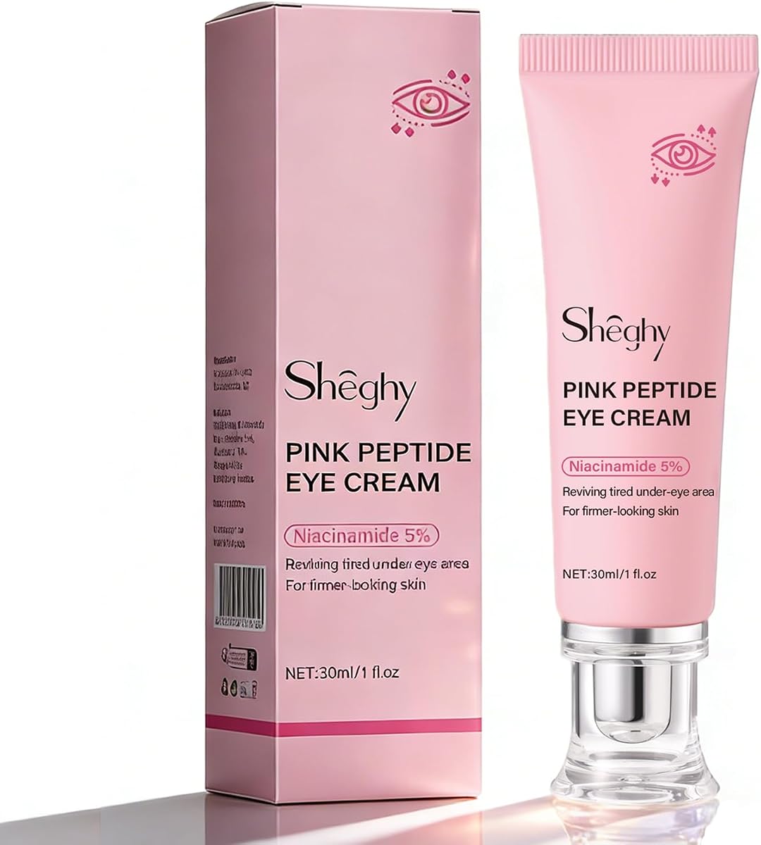 PDRN Crema de suero para ojos con péptido rosa, crema hidratante y reafirmante para ojeras, tratamiento antienvejecimiento que reduce las líneas finas, tono de piel desigual, humectante rosa calmante con péptidos, 1.01fl.oz (1)