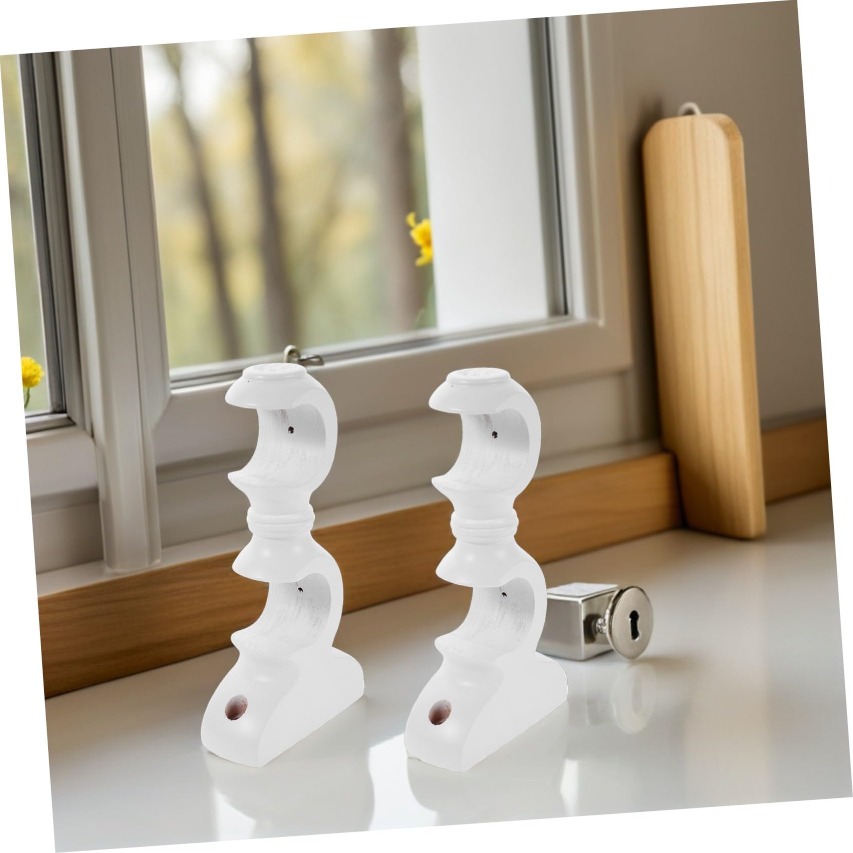 Toyvian 4 Pezzi Supporto in Legno per Bastone Base Doppia con Staffa di Fissaggio Resistente per Tende Romane Accessorio per Arredamento Casa