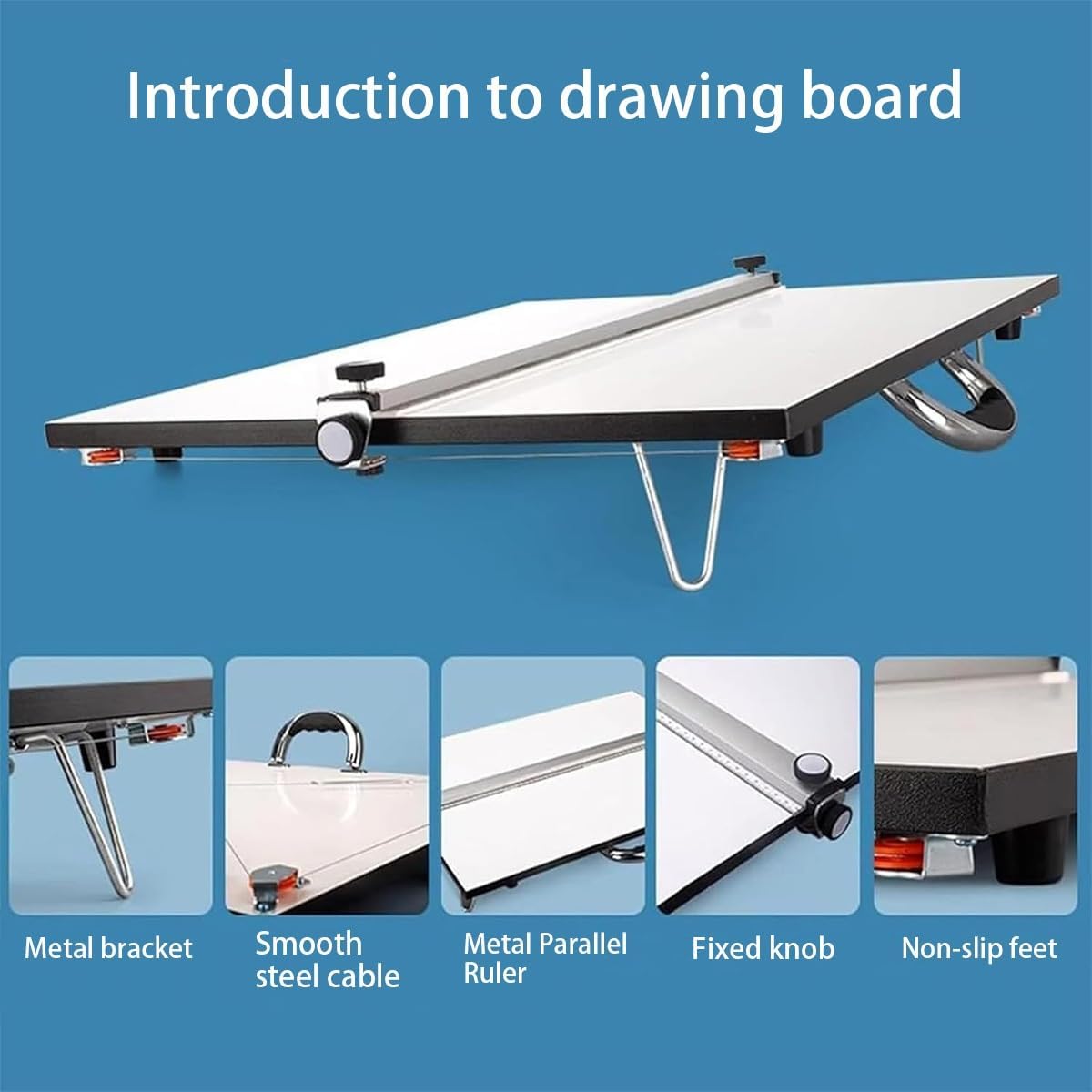Lavagna da disegno regolabile con righello trasparente e morsetto magnetico per artisti e designer