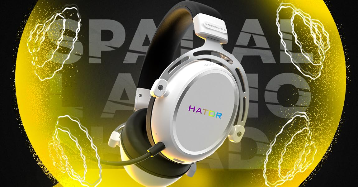 HATOR Hypergang 3 Wireless Gaming-Headset – Hi-Res Audio, Hybrid ANC, 45h Akku, Spatial Audio, Bluetooth & 2.4GHz, abnehmbares Mikrofon, RGB, Head Tracking, SyncHUB App – Schwarz