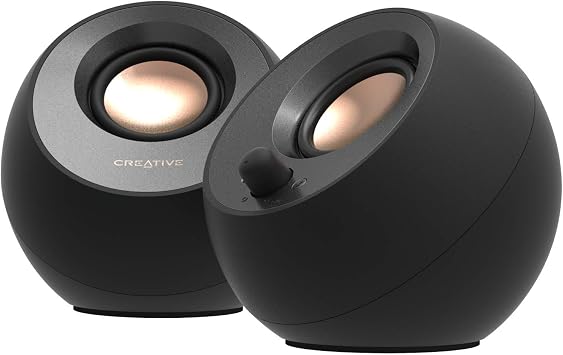 Creative Pebble V3 2.0 USB-C Minimalist Speakers with USB Audio, Upgrade with Clear Dialog, Bluetooth 5.0, 8W RMS with 16W Peak Power, Converter Included (Black)