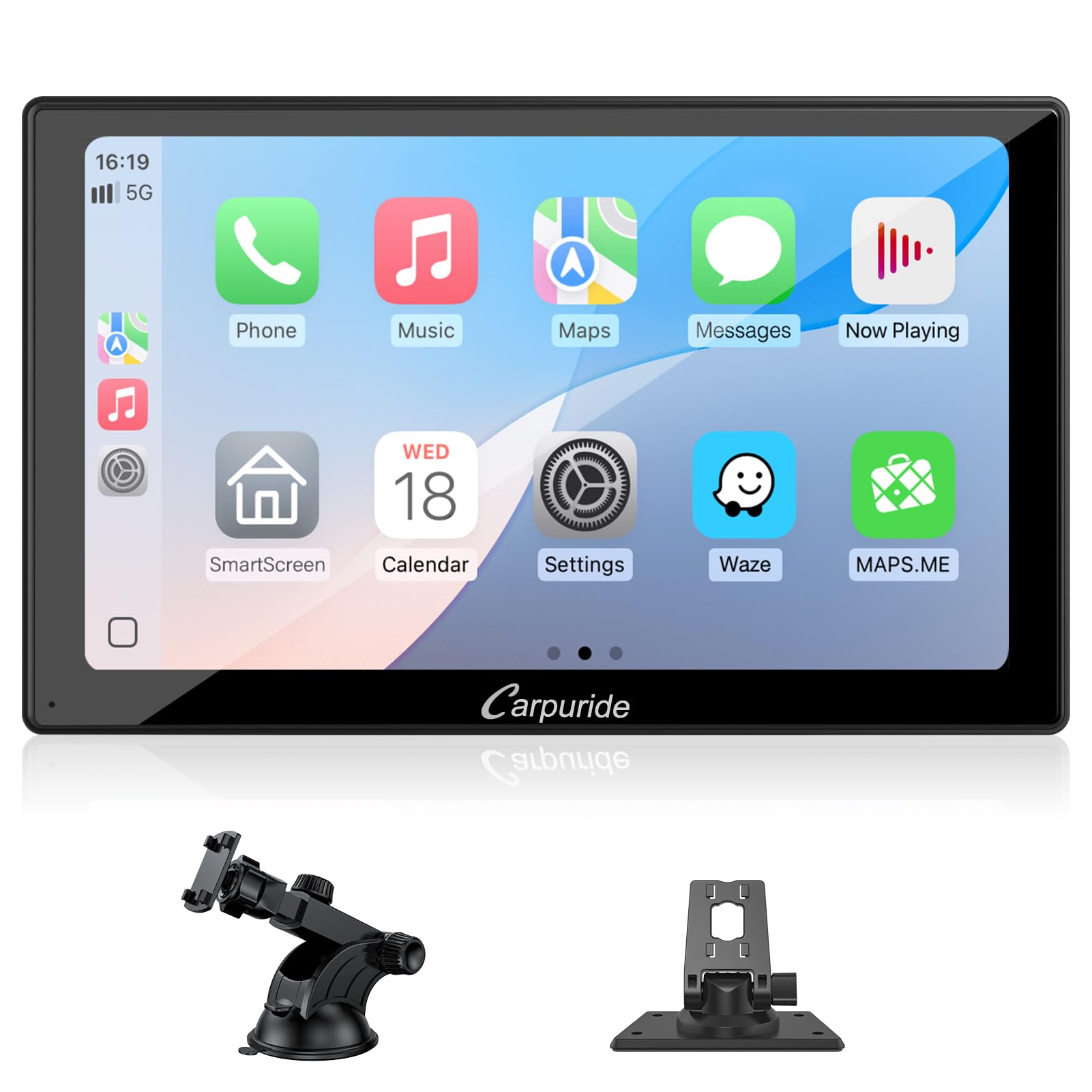 Carpuride V9 - Estéreo portátil para Coche, inalámbrico Carplay y Android Auto, Radio de Pantalla táctil HD 1080P de 9 Pulgadas con BT 5.0, Enlace de Espejo, Soporte de Sentido de luz, Soporte