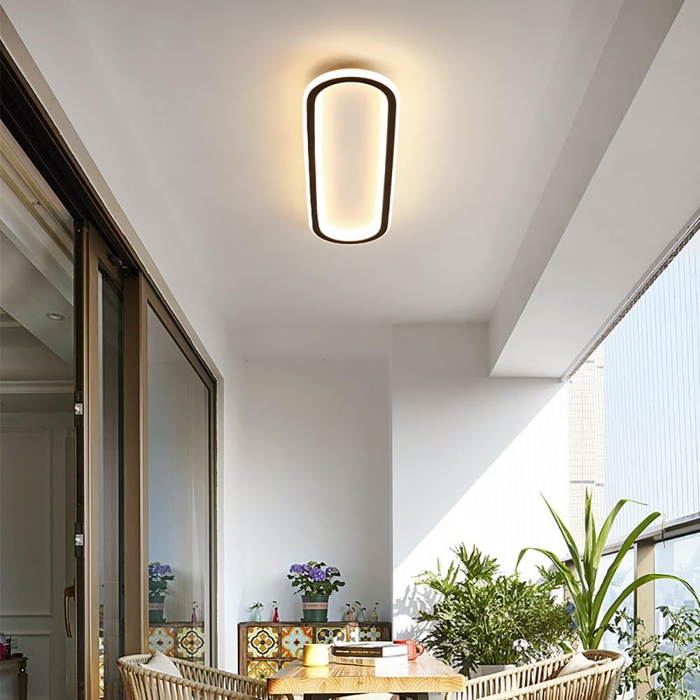 Lampy Sufitowa LED Owalna Nowoczesna, Plafon Liniowe Oświetlenie Sufitowe Minimalistyczne do Korytarz Wejście Balkon(Black(4000K),30cm/11.81in)
