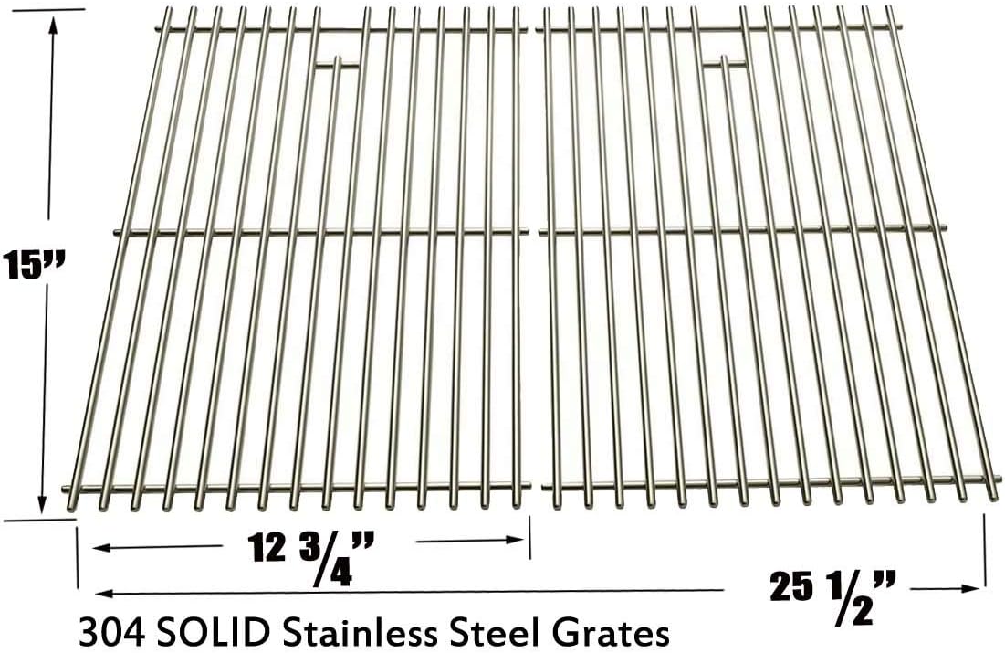 Grill Parts Zone Huntington 6962-64C, 6666-64 & Silver Chef 4551-54R, 4551-74R, 4551-77R, 4551-54S, 4551-57R, 4551-57S, 4551-64R, 4551-64S, 4551-67R, 4551-67S Stainless Cooking Grate, Set of 2