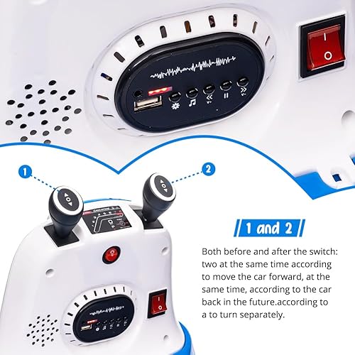 Miniatura 2 de Coche eléctrico para niños pequeños, auto con control remoto, luces LED y giro de 360 grados, interior y exterior para niños de 37 a 95 meses (azul)