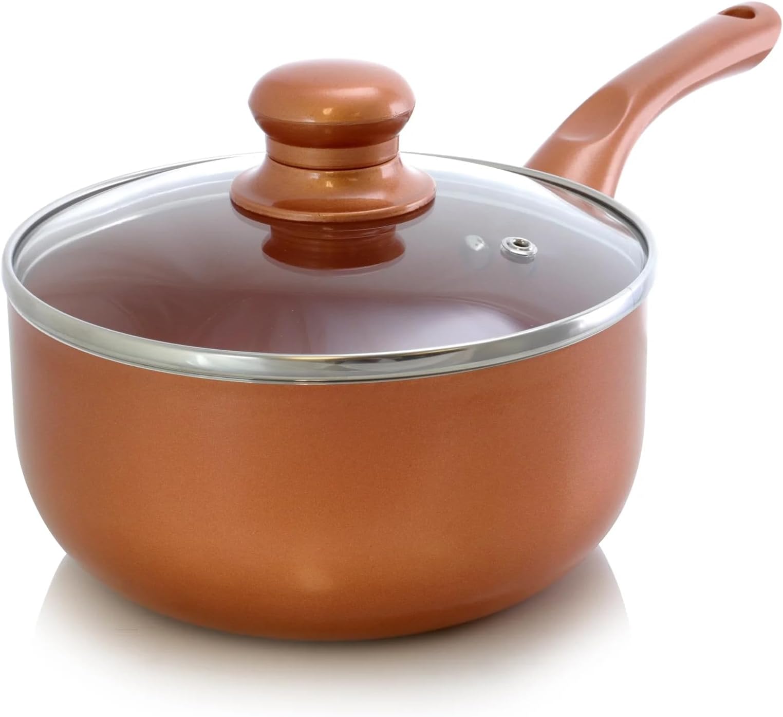 Better Chef, SP6, 2-QUART NON-STICK SAUCE PAN WITH GLASS LID - COPPER COLOR
