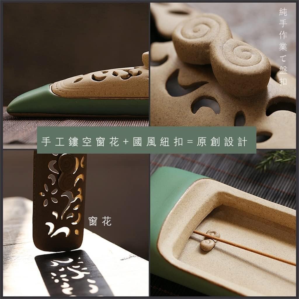 Handmade Ceramic Line Incense Burner, Sandalwood Aromatherapy Incense Holder, Tea Ceremony Meditation Decor