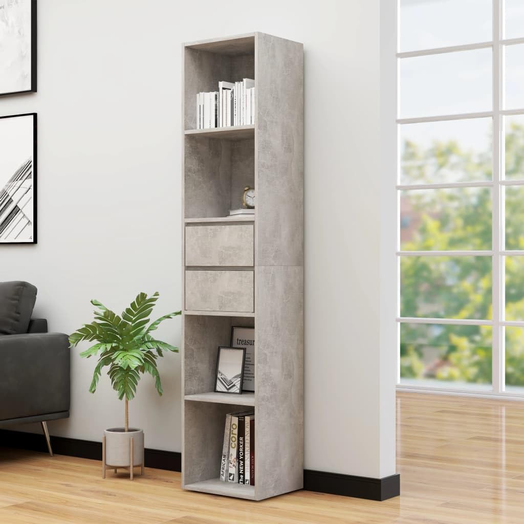 vidaXL Estantería Estante de Libros Mueble Archivador Decoración Oficina Hogar Habitación Estable Duradera de Contrachapada Gris Hormigón 36x30x171 cm