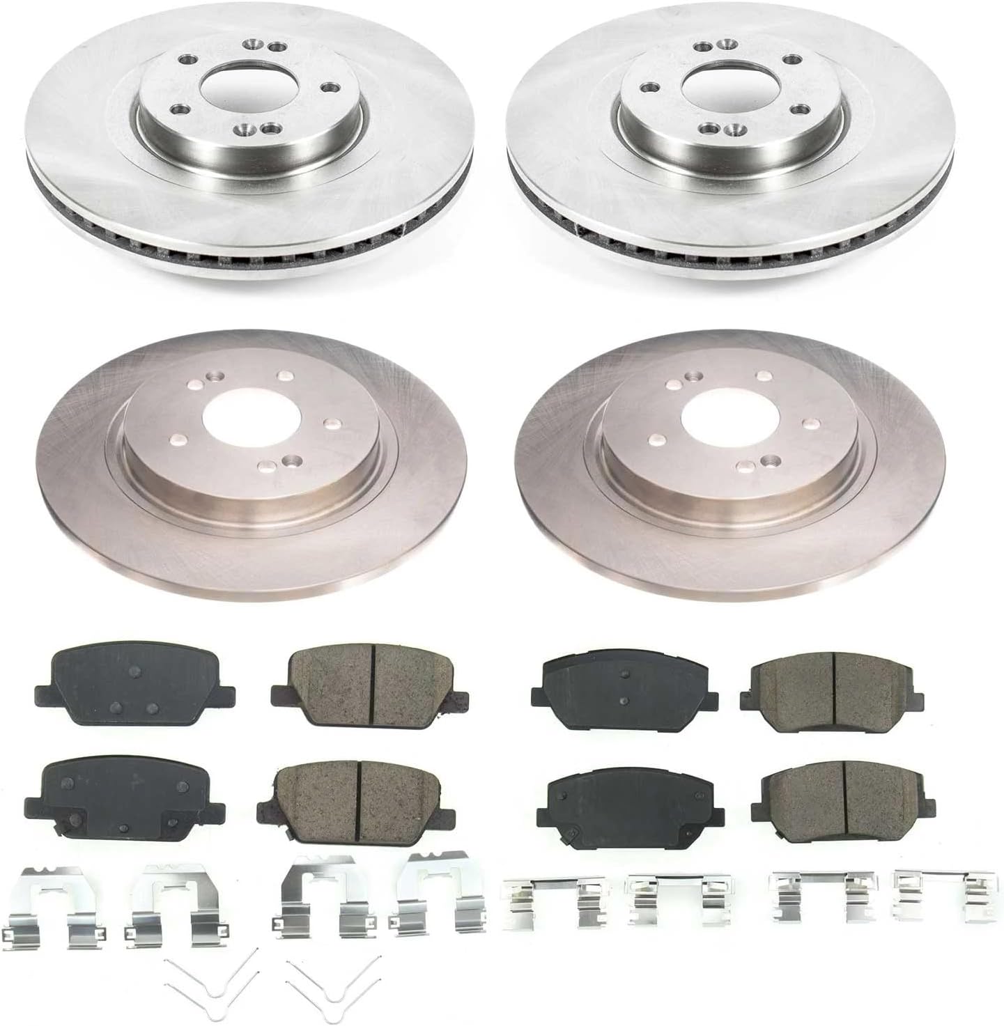 PowerStop Front and Rear Brake Kit For Hyundai Santa Fe 2019-20 - Disc Rotors & Ceramic Brake Pads Replacement, KOE8308