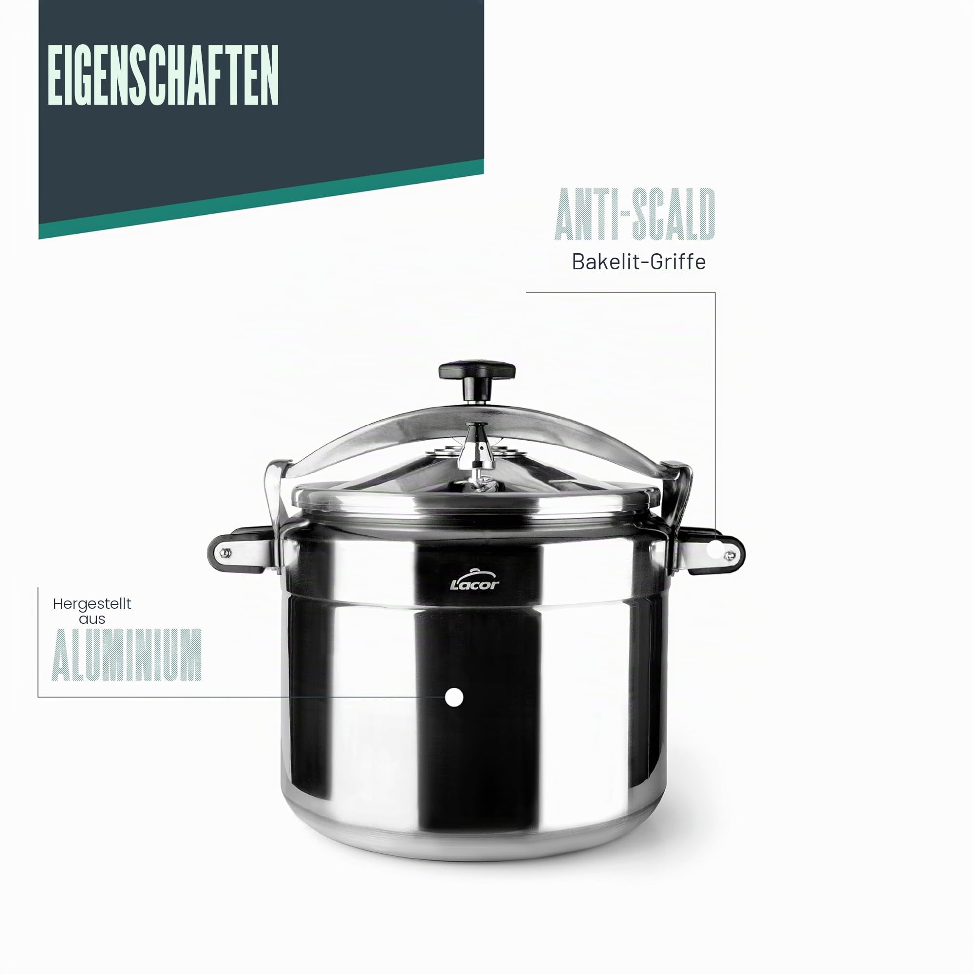 LACOR SCHNELLKOCHTOPF 22 L PRO-Classic, Aluminium, Grey, 34 cm, Lacor_20522