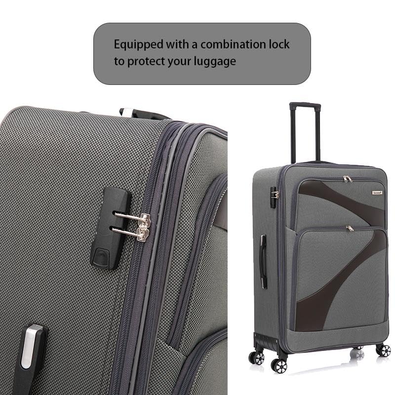 Four-Piece Suitcase Set for Expandable Soft Luggage with Combination Locks & Swivel Wheels 19-20-28-32in Travel Set (GREY)4
