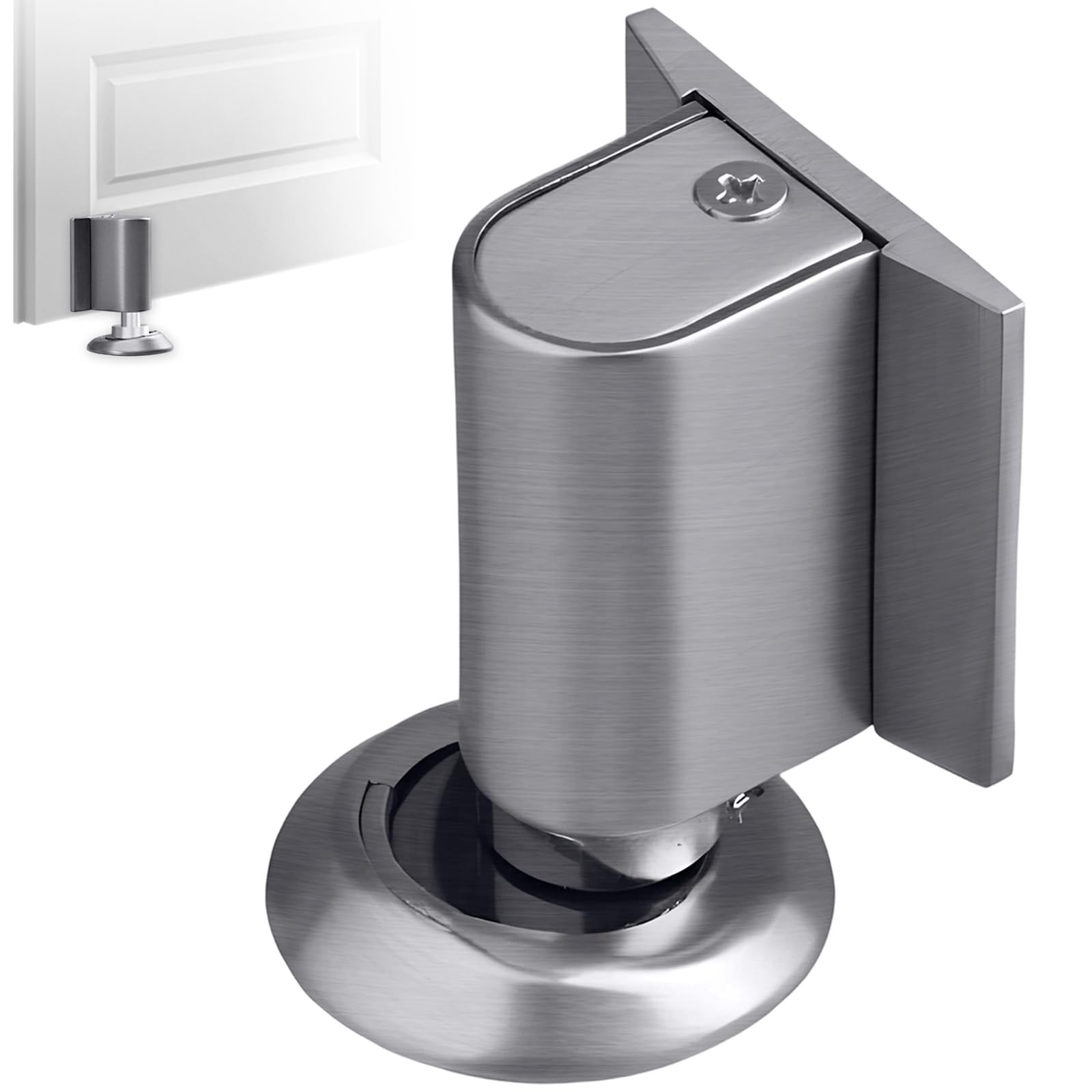 Door Stops, Adjustable Magnetic Door Stopper, Aluminum Alloy No Drill Installation, Floor Doorstop Magnetic Door Catch, Universal for Floor & Doors up to 22mm Gap
