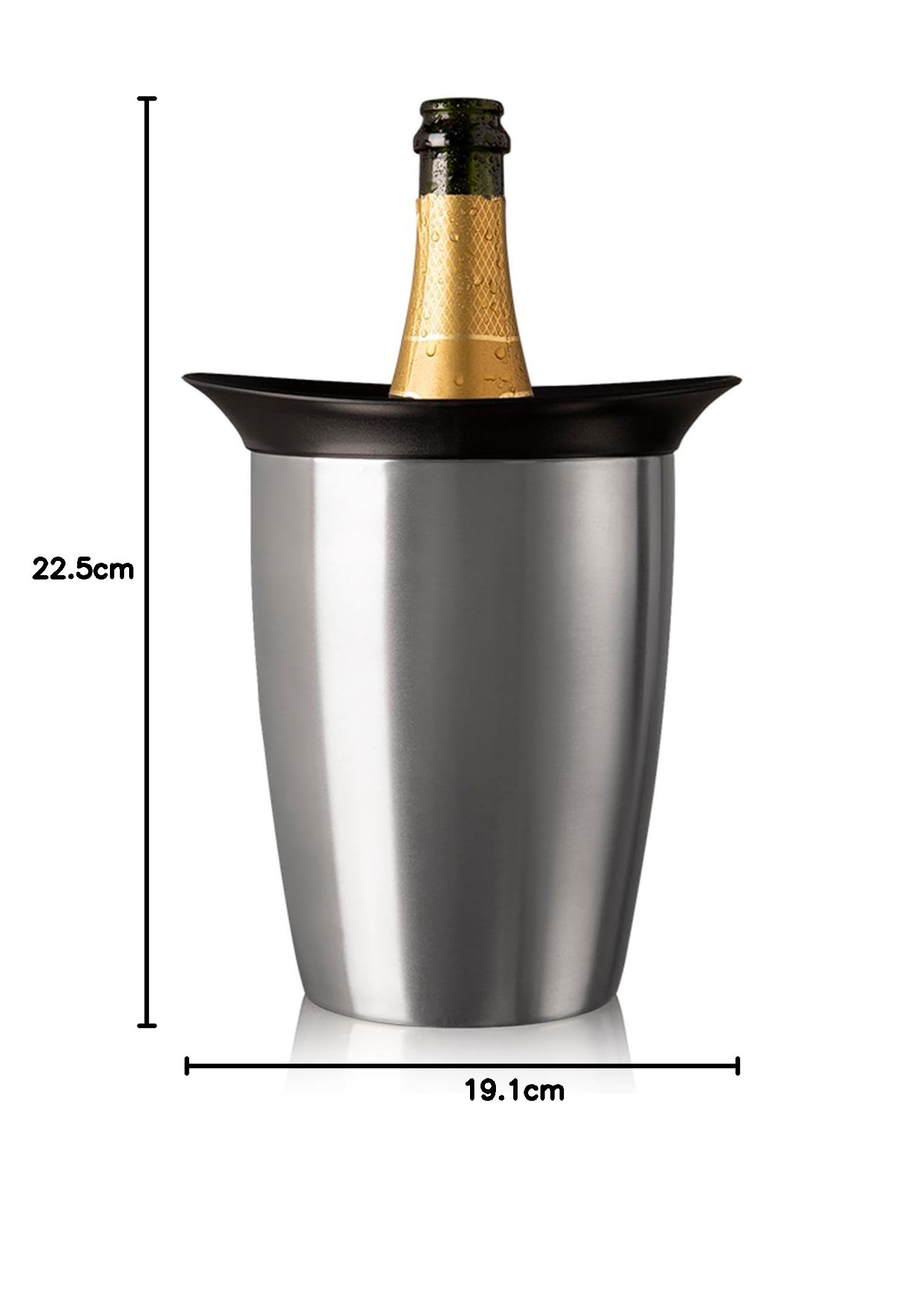 Vacu Vin Rafraîchisseur à Champagne Élégant - Refroidisseur en Acier Inoxydable pour Bouteilles de Prosecco & Vin - Taille Standard
