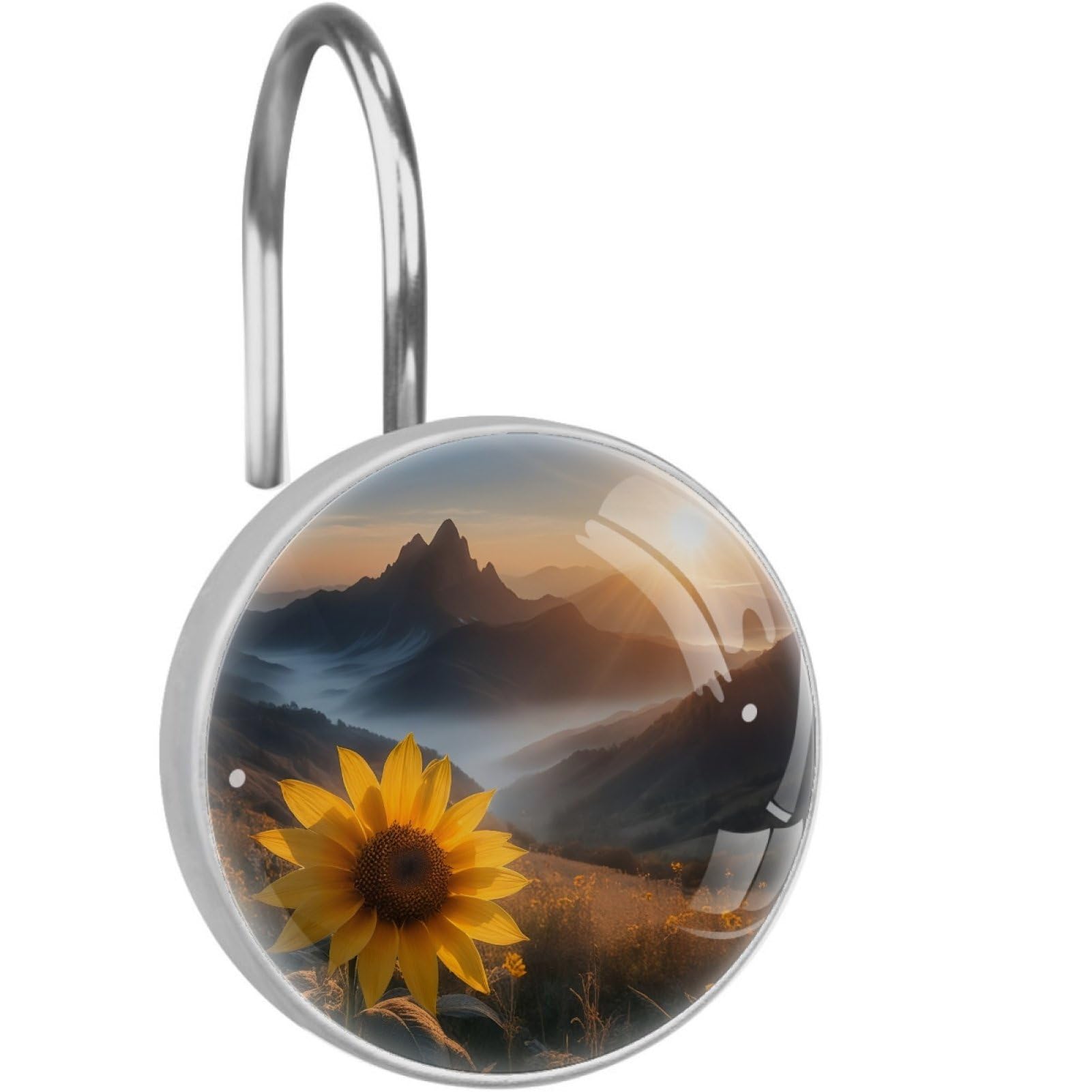 VAPOKF Decorative Shower Curtain Hooks, Sunflower Rustproof Stainless Steel Shower Curtain Rings for Bathroom, Shower Curtain Hangers for Shower Rod, 12 Pack