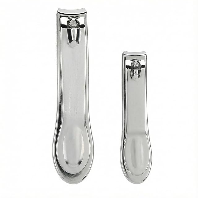 Nail Clippers Stainless Steel Contoured Lever Compact Single Piece Trimmer for Fingertip and Toe Care Clean Cut Edge