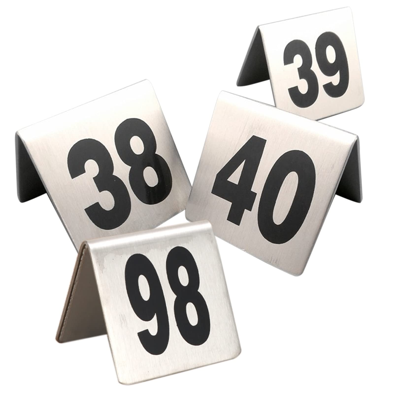 MYUYEE Stainless Steel Restaurant Table Numbers 1-50 1-100 Place Cards - Tent Style Table Number Holders For Weddings Receptions, Bistros, Reception Rooms, Digital Sign Sea(1 To 100-5X5Cm/2X2Inch)
