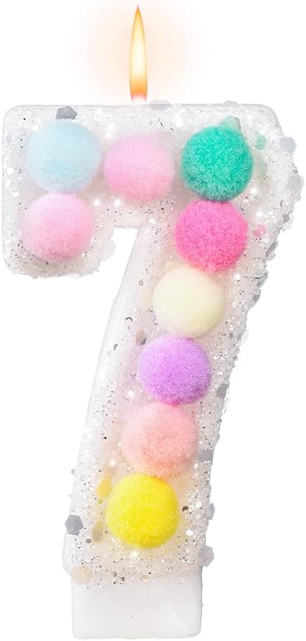 Birthday Candles, Macaron Colored Number Candles for Birthday Cakes, Pastel Birthday Candles for Birthday Girl/Boy, 3.15" Rainbow Number 7 Candle for Sweet Birthday Party Decoration