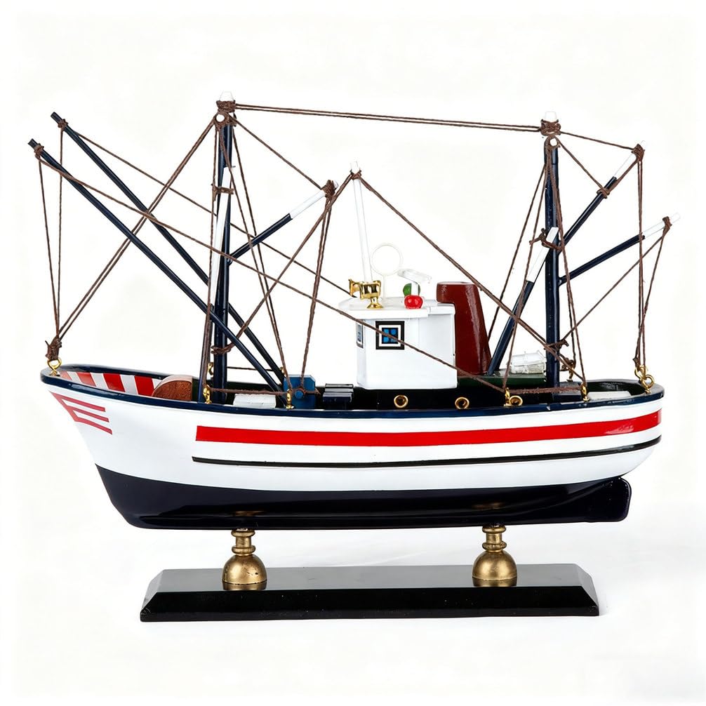 YLME Maqueta De Barco Pesquero Modelo Terminado De Barco Pesquero Simulado Adornos para Maquetas De Barcos Pesqueros De Madera Maciza Maqueta De Madera De Arrastrero del Norte De Europa,A
