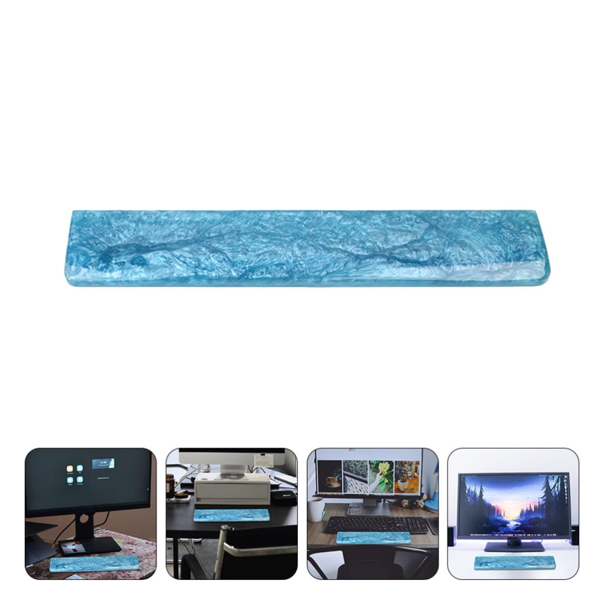Tastaturpolster Handgelenkstütze aus Epoxidharz Blau Elastische Unterstützung Formstabil für Mechanische Tastatur 61 tasten Gaming Zubehör